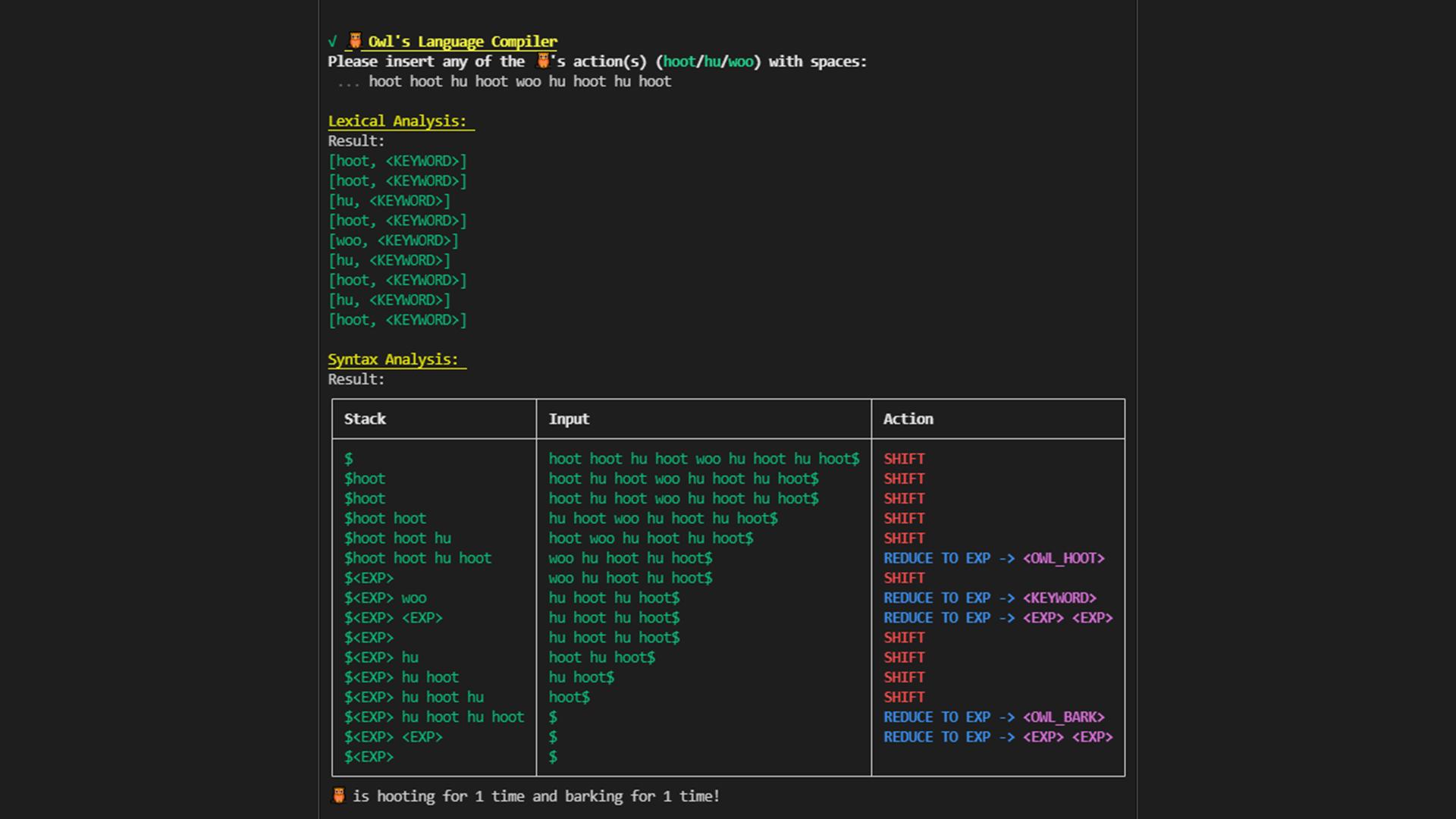 Owl's Language Compiler